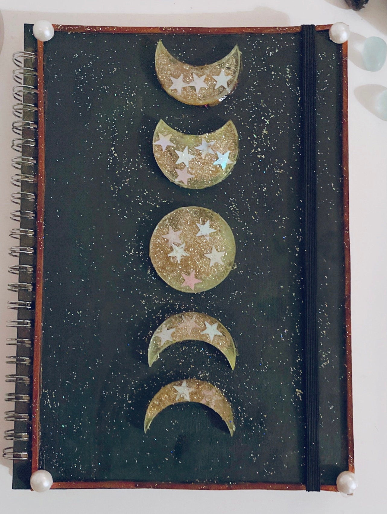 Handcrafted Resin Moon Phases Journal/Diary/Book of Shadows Pagan Witch Wicca.