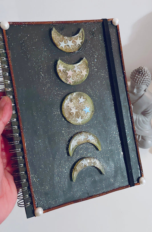 Handcrafted Resin Moon Phases Journal/Diary/Book of Shadows Pagan Witch Wicca.