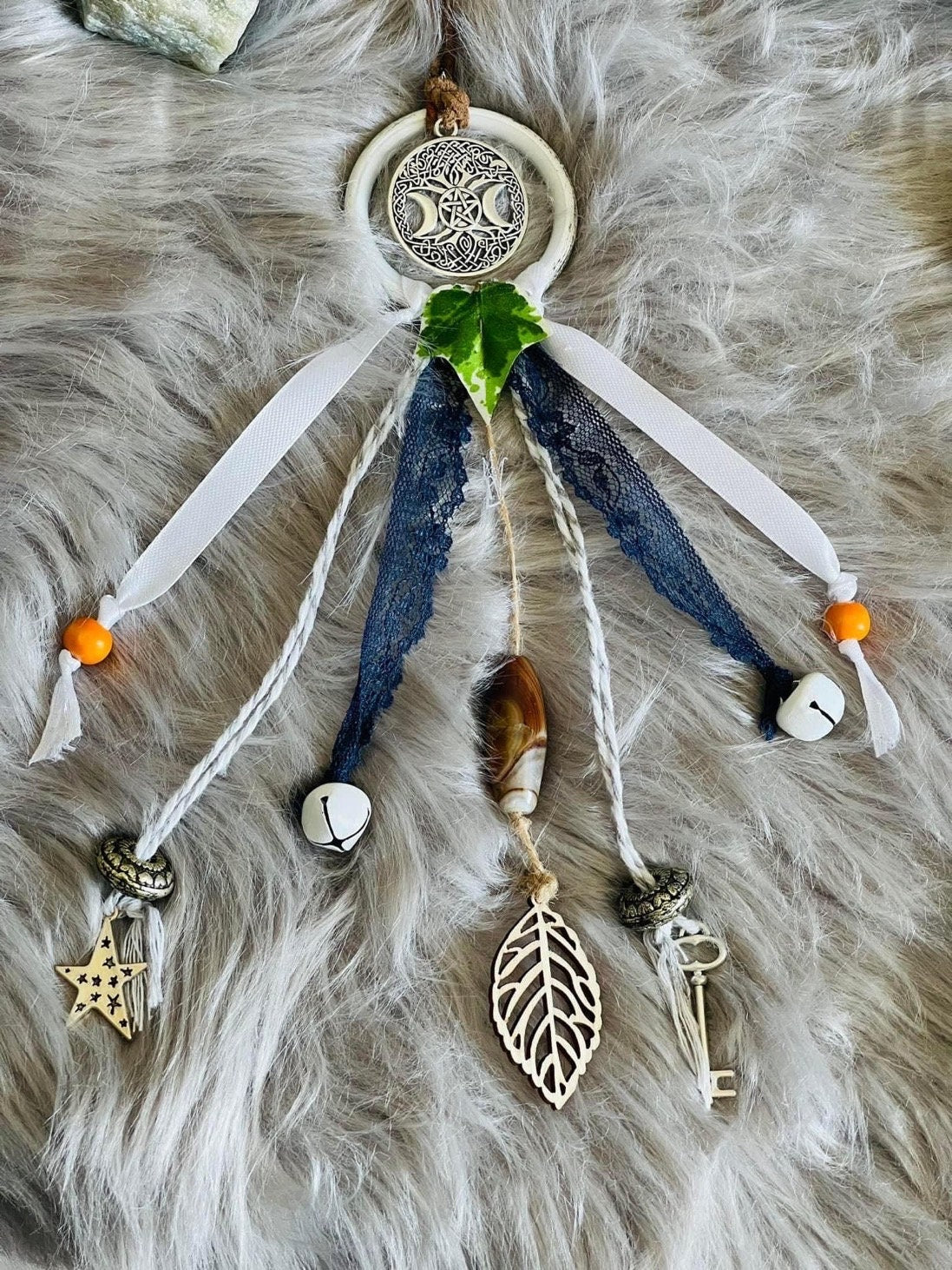 Triple Moon Goddess Witch Bells - Summer Theme Unique Wicca Pagan Home Protection Blessing Decor