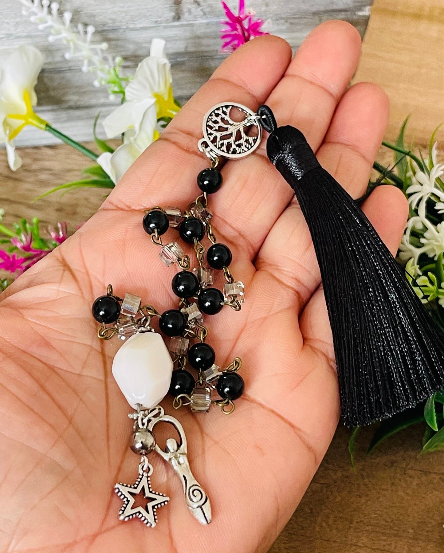 Strength Power and Stability Black Obsidian Stone Healing Goddess Star Rosary Pagan Wicca Ritual Manifestation