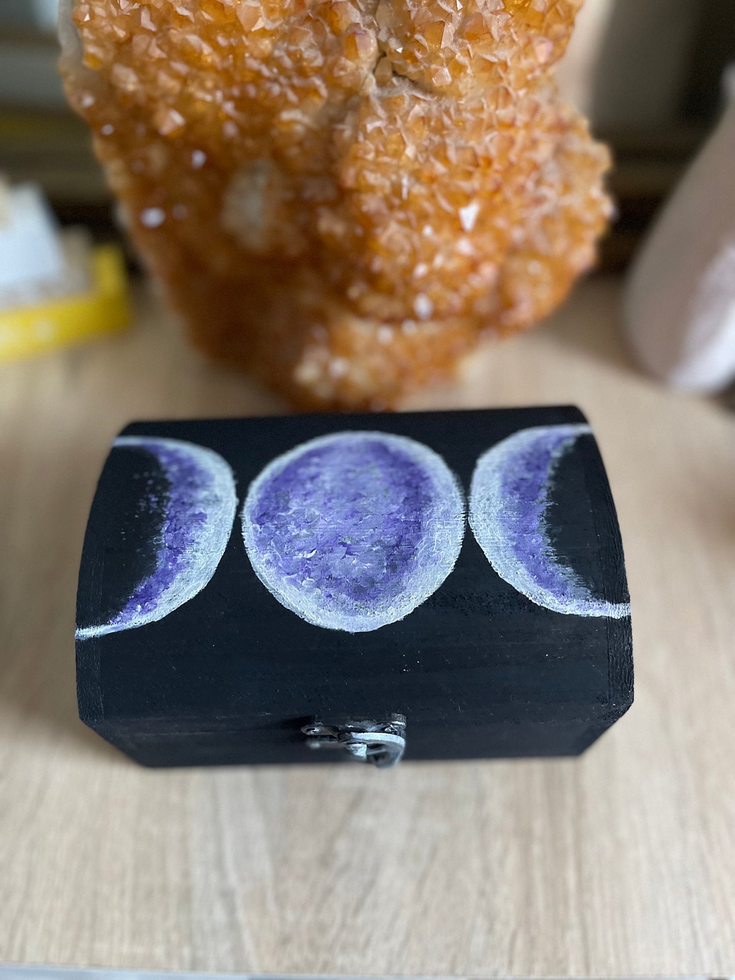 High Priestess Tarot/Goddess/Moon Oracle Card Storage Box Purple Triple Moons